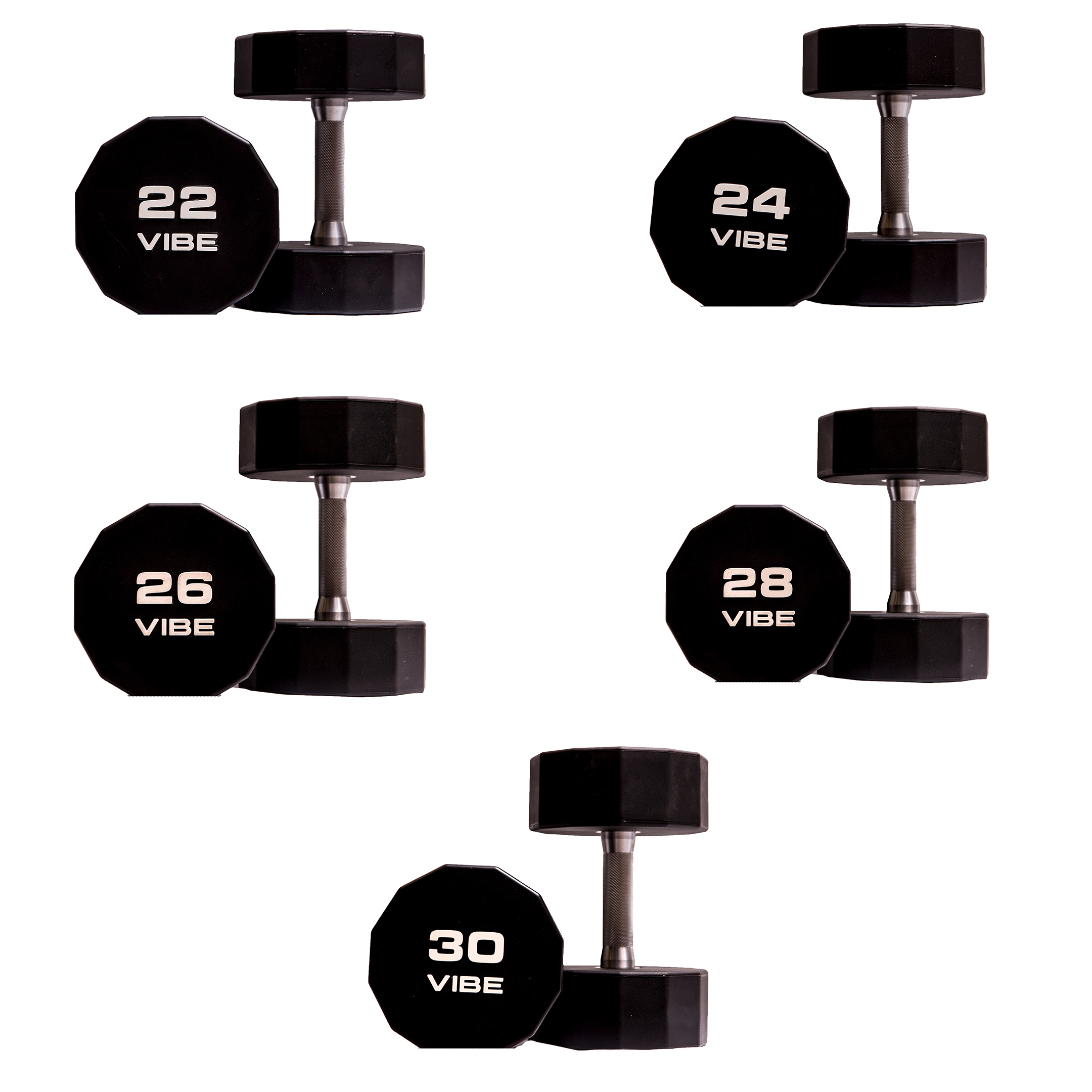 12 Edge Premium CPU Dumbbells Set, 22 – 30 Kg (Pairs)