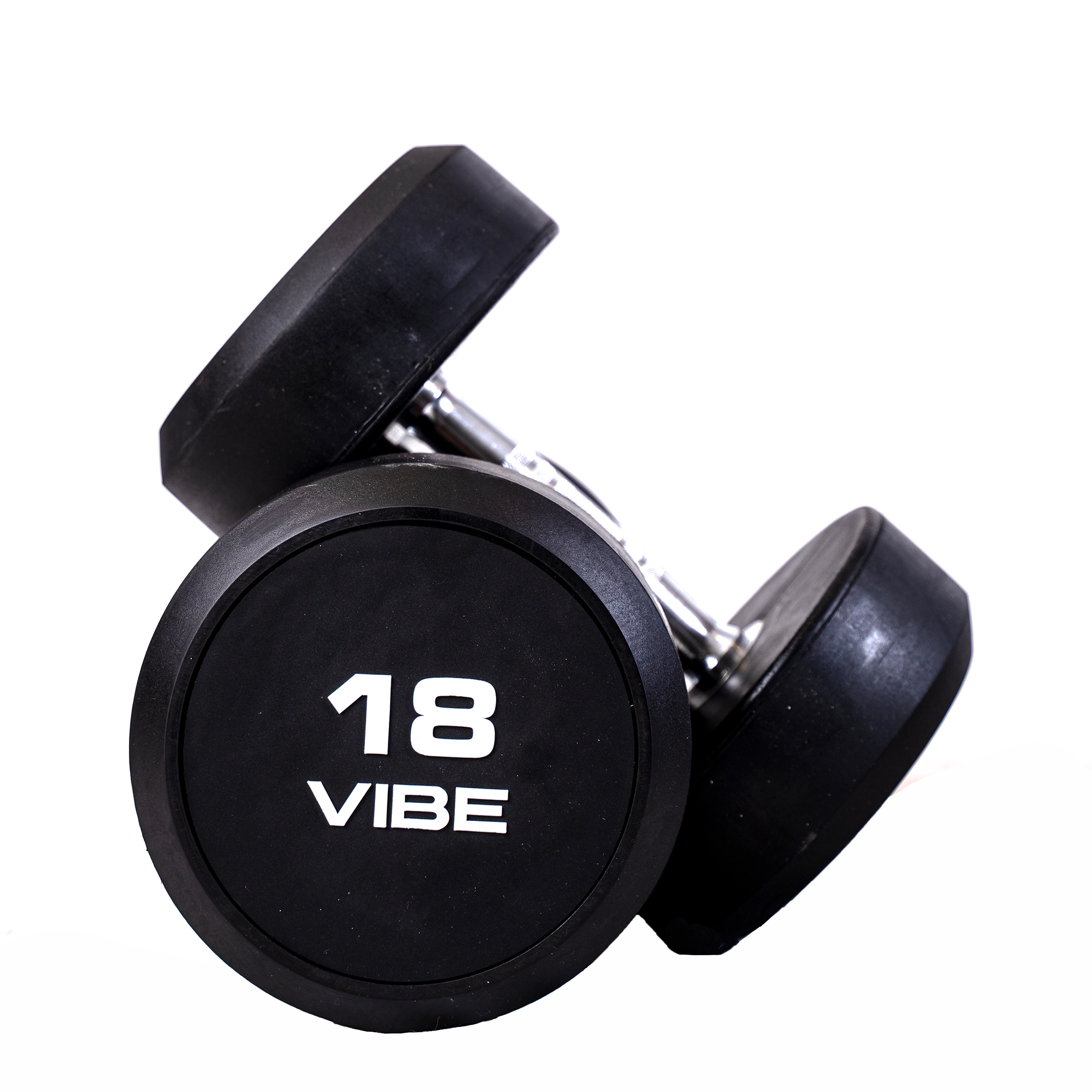 Round Rubber Dumbbells, 18 Kg (Pair)